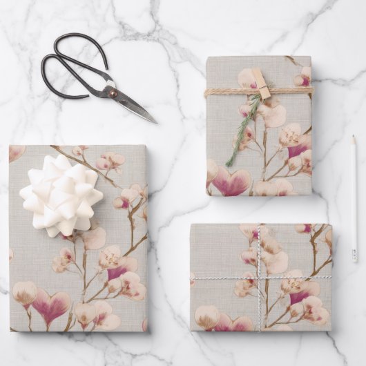 Romantic Heart Blossom Wrapping Paper – Soft  ラッピングペーパーシート (正面)
