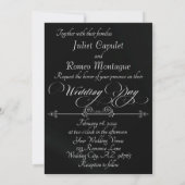 Romantic Heart & Calligraphy on Black - Wedding 招待状 (裏面)