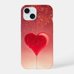 Romantic Heart Cherry Blossom Phone Case iPhone 15ケース