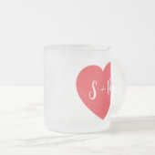 Romantic Heart Customizable White Initials Gift  フロストグラスマグカップ (正面右)