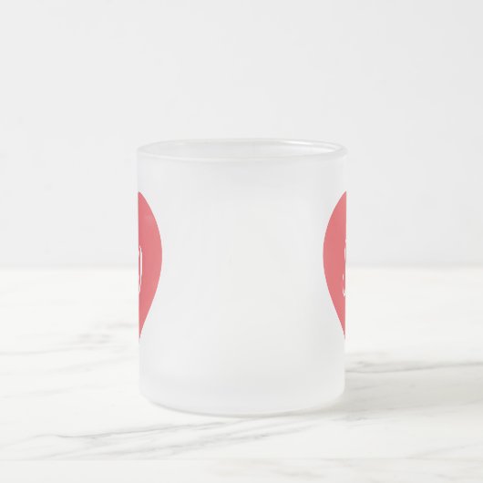 Romantic Heart Customizable White Initials Gift  フロストグラスマグカップ (中央)