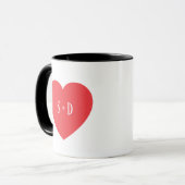 Romantic Heart Customizable White Initials Gift  マグカップ (正面左)