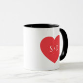 Romantic Heart Customizable White Initials Gift  マグカップ (正面右)