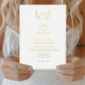 Romantic Heart Foliage Monogram Wedding 箔招待状