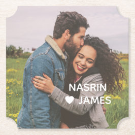 Romantic Heart Frame Custom Couple Photo ペーパーコースター
