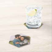 Romantic Heart Frame Custom Couple Photo ペーパーコースター (インサイチュ)