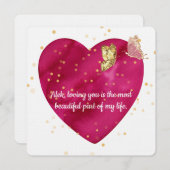 Romantic Heart & Gold Butterfly Valentine Card シーズンカード (正面/裏面)