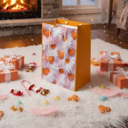 Romantic Heart Pattern Gift Bag ミディアムペーパーバッグ