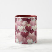 Romantic Heart Pattern Mug Pink & Red Love Coffee マグカップ (中央)