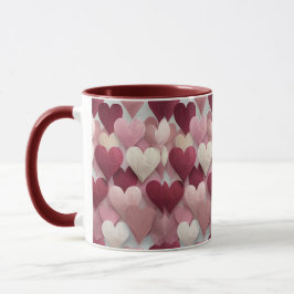 Romantic Heart Pattern Mug Pink & Red Love Coffee マグカップ