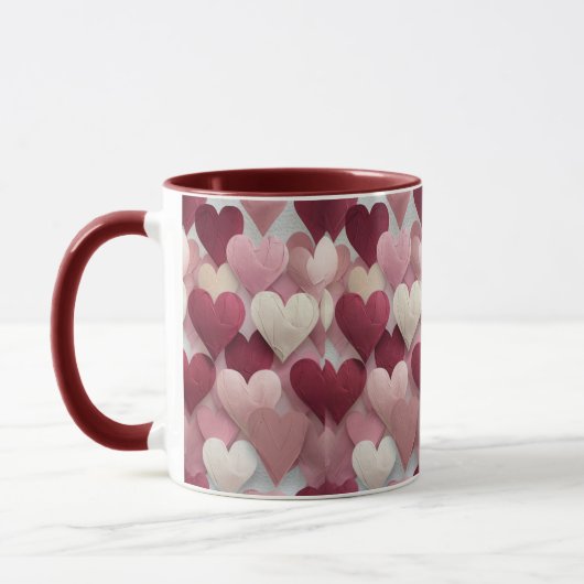 Romantic Heart Pattern Mug Pink & Red Love Coffee マグカップ (左)