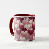 Romantic Heart Pattern Mug Pink & Red Love Coffee マグカップ (正面左)