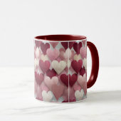 Romantic Heart Pattern Mug Pink & Red Love Coffee マグカップ (正面右)