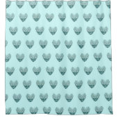 Romantic heart pattern on pale green  シャワーカーテン (正面)