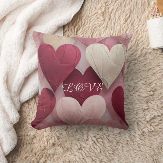 Romantic Heart Pattern Throw Pillow Soft Pink &  クッション (ブランケット)