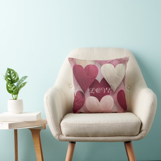 Romantic Heart Pattern Throw Pillow Soft Pink &  クッション (椅子)