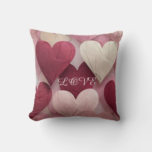 Romantic Heart Pattern Throw Pillow Soft Pink &  クッション (正面)