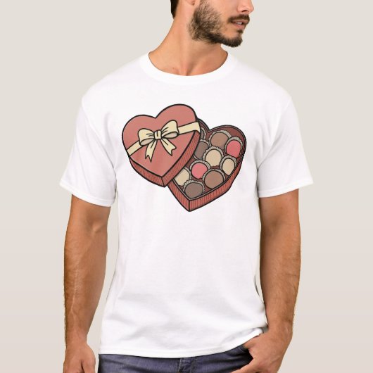 Romantic Heart-Shaped Chocolate Box Valentine  Tシャツ (正面)