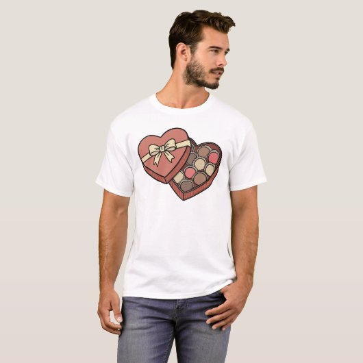 Romantic Heart-Shaped Chocolate Box Valentine Tシャツ (正面フル)
