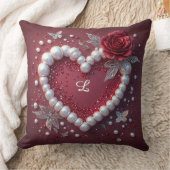 Romantic Heart With Pearl Border クッション (ブランケット)
