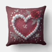 Romantic Heart With Pearl Border クッション (裏面)