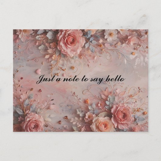 Romantic Hearts and Flowers ポストカード (正面)