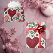 Romantic Hearts Meets Botanical Elegance Rustic  ラッピングペーパー