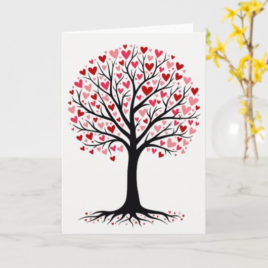 Romantic Hearts Tree Card カード (黄色い花)