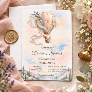 Romantic Hot Air Balloon Adventure Wedding 招待状