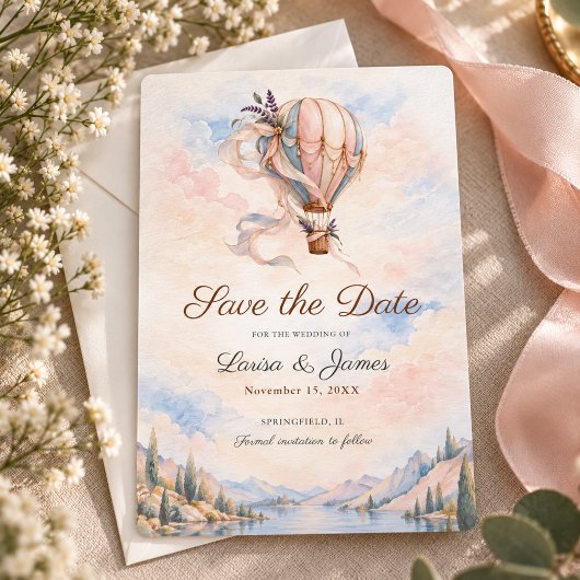 Romantic Hot Air Balloon Destination Wedding セーブザデート