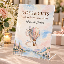 Romantic Hot Air Balloon Wedding Cards Gifts Signs 台座サイン