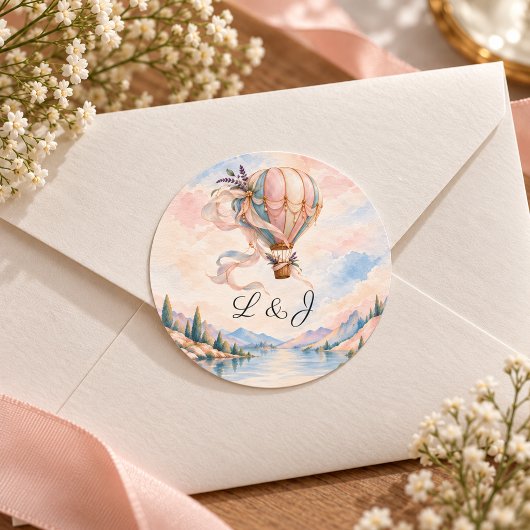 Romantic Hot Air Balloon Wedding Envelope Seal ラウンドシール