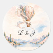 Romantic Hot Air Balloon Wedding Envelope Seal ラウンドシール (正面)