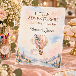 Romantic Hot Air Balloon Wedding Kids Table Sign 台座サイン