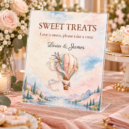Romantic Hot Air Balloon Wedding Sweet Treats Sign 台座サイン