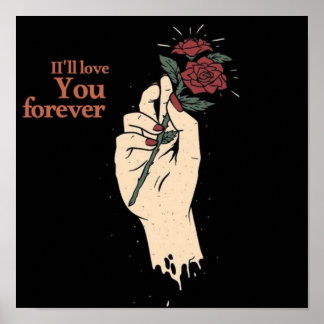 Romantic “I’ll Love You Forever” Poster – Vintage  ポスター