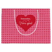 Romantic I Love You Heart Design Personalized Bag ラージペーパーバッグ (正面)
