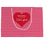 Romantic I Love You Heart Design Personalized Bag ラージペーパーバッグ (裏面)