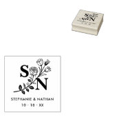 Romantic Initials Wildflowers Branches Wedding ラバースタンプ (押印)