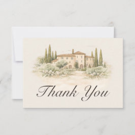 Romantic Italian Tuscan  Wedding Thank You Card サンキューカード