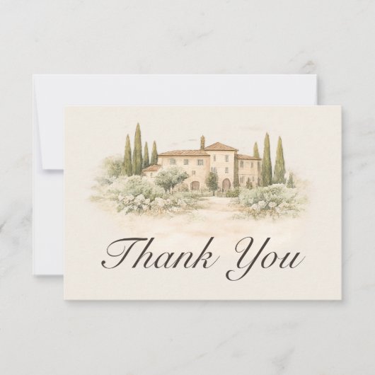 Romantic Italian Tuscan Wedding Thank You Card サンキューカード (正面)