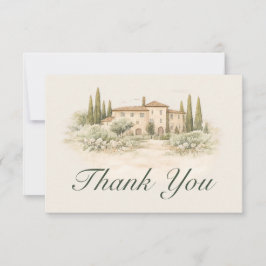 Romantic Italian Tuscan  Wedding Thank You Card サンキューカード