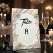 Romantic Ivory Cream Faux Relief テーブルナンバー