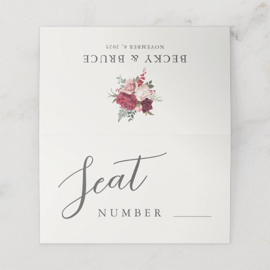 Romantic Ivory Wedding Seat プレイスカード (外部開封)