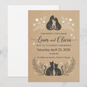 Romantic Kraft Floral Couple Invite 招待状 (正面/裏面)