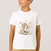 Romantic Labradors with Soccer Ball for Valentine' Tシャツ (正面)