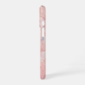 Romantic Lace Pink Floral & Pearl Phone Case iPhone 16ケース (左側面)