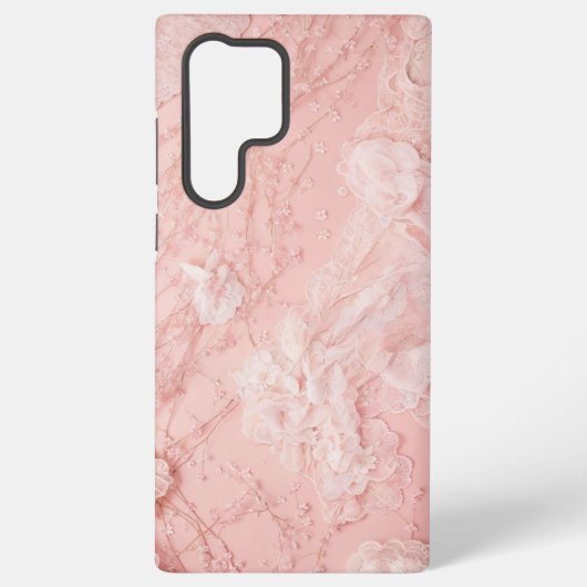 Romantic Lace Pink Floral & Pearl Phone Case Samsung Galaxyケース (裏面)