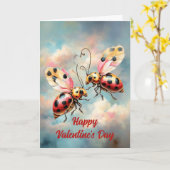 Romantic Ladybugs in Flight カード (黄色い花)