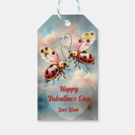 Romantic Ladybugs in Flight ギフトタグ (正面)
